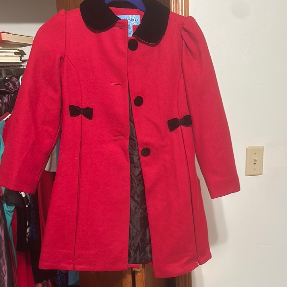 Red Kids Coat with Black Accents